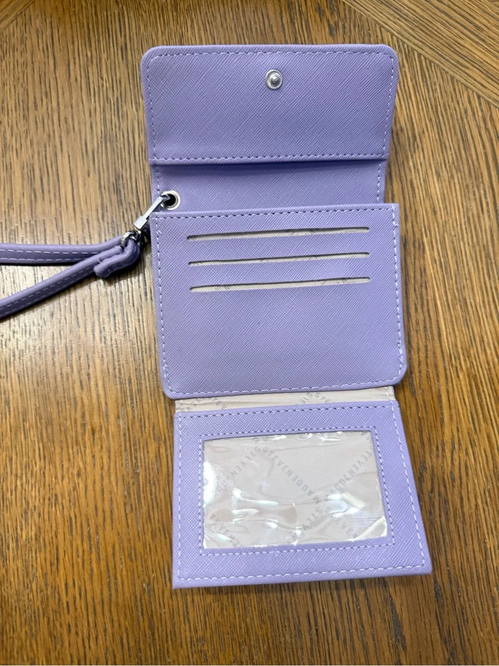 Steve Madden Lavender Wristlet Wallet ID Card Holder Snap Closure NWOT
